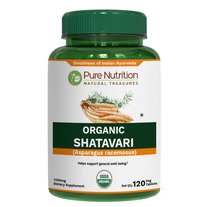 Pure Nutrition Organic Shatavari Tablets – 1200mg, 120 ct | USDA Organic