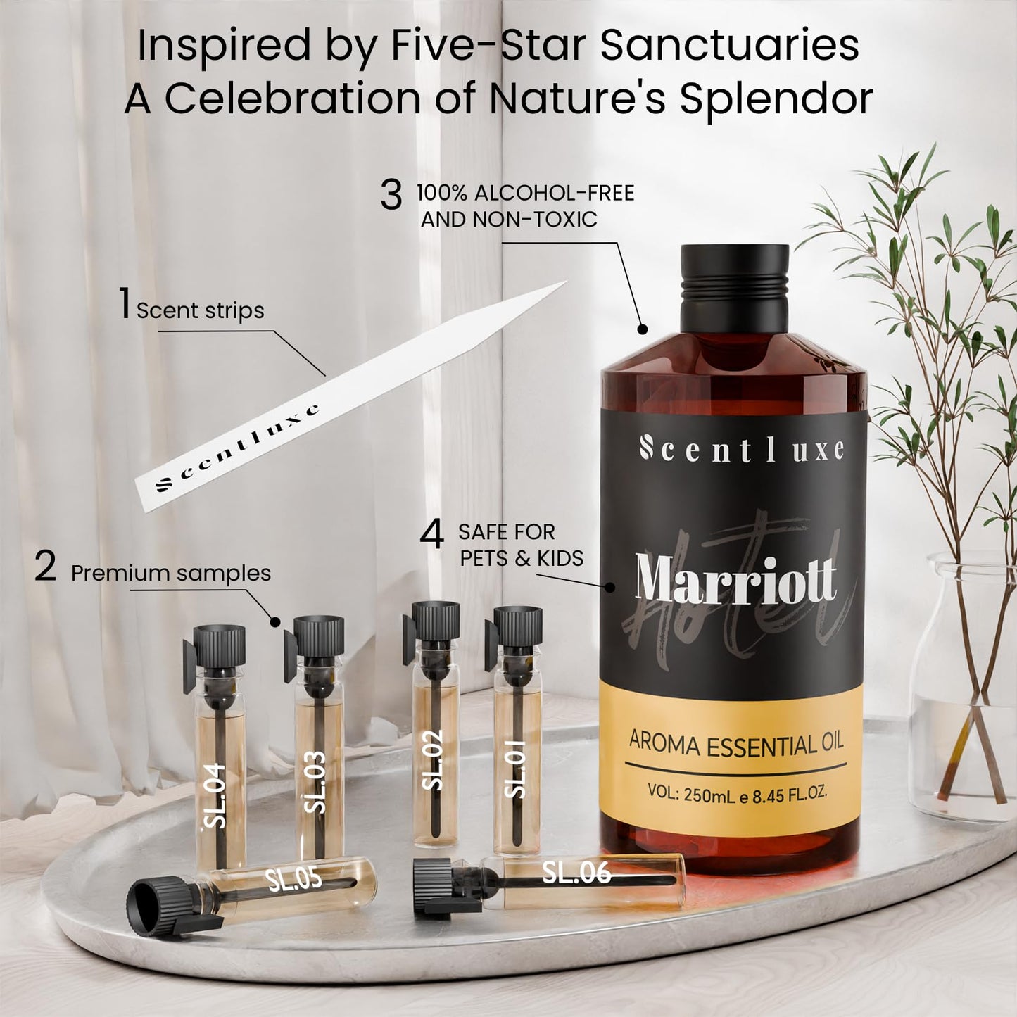 ScentLuxe Essential Oils – Marriott Beach Villa Diffuser Oil 250mL | Bitter Orange, Jasmine & Lily of the Valley