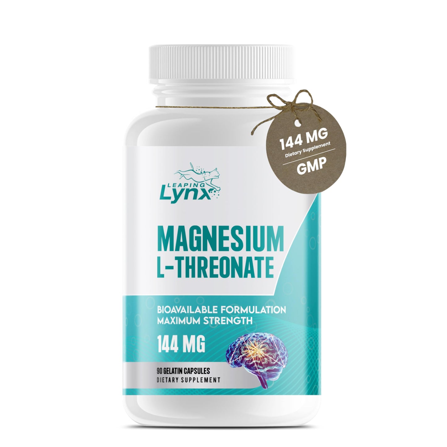 Pure Organic Magnesium L-Threonate 144 MG – Bioavailable, High-Absorption | 90 Capsules | 30-Day Supply | Brain Health & Sleep