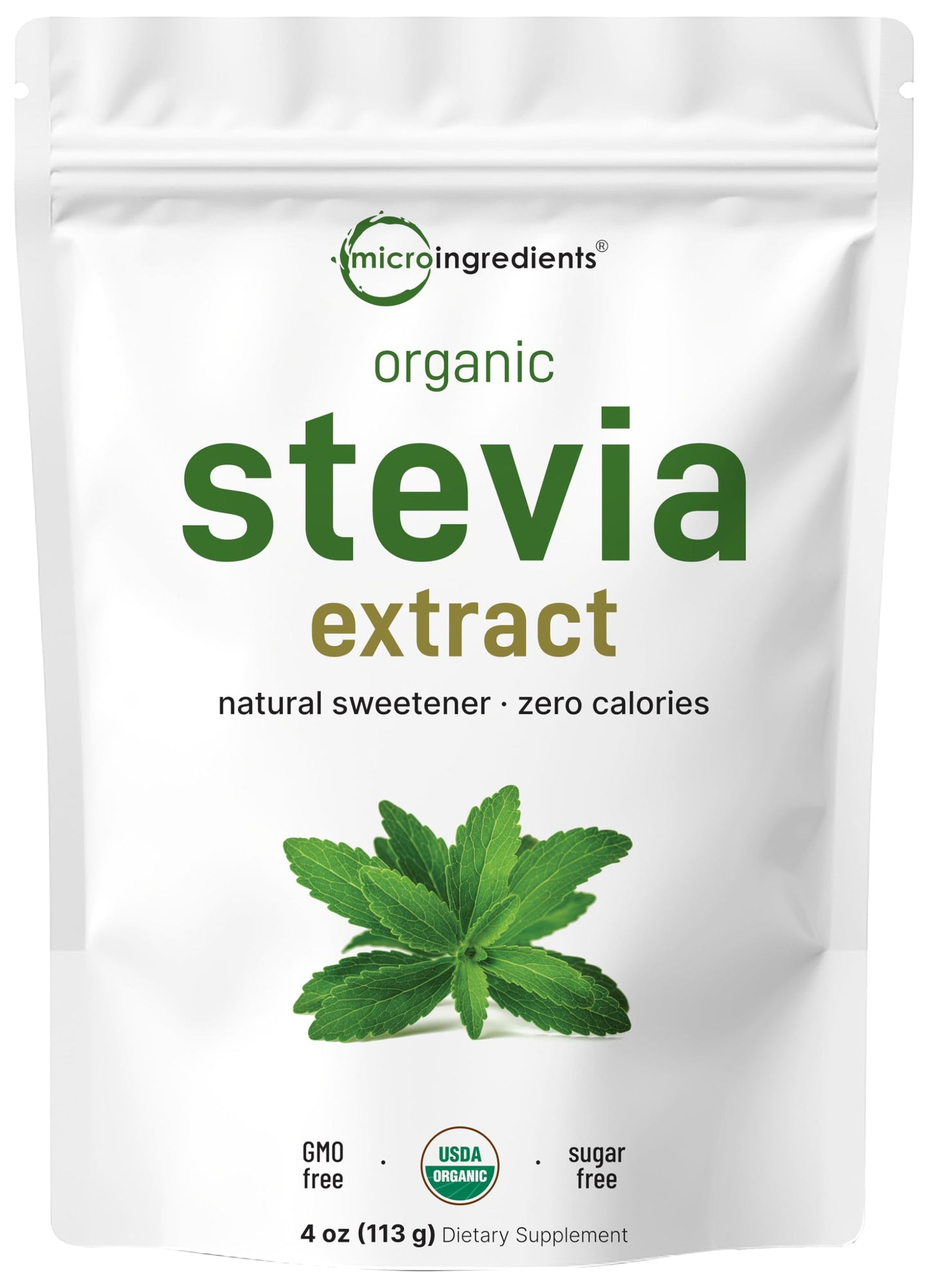 Pure Organic Stevia Powder – 4 oz, Reb-A Green Leaf Extract, Zero Calorie, Keto Friendly