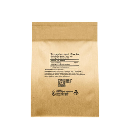 Pure Original Calcium Lactate (8 oz) - Calcium Supplement & Electrolyte | Pure Original Ingredients