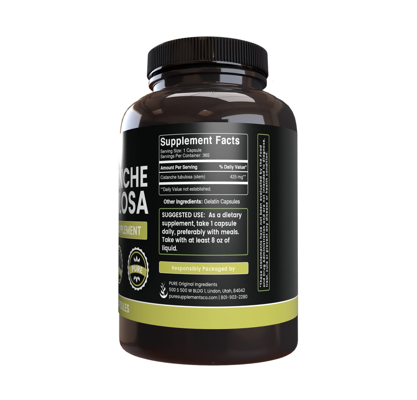 Pure Original Cistanche Tubulosa 365 Capsules – No Fillers, Lab Verified