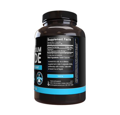 Magnesium Oxide Capsules | Pure Original Ingredients – No Fillers, Lab Verified, 365 Capsules