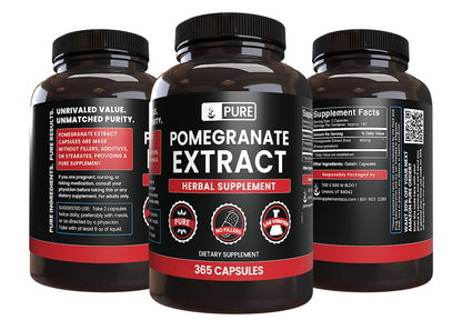 Pure Original Pomegranate Extract Capsules (365) – No Magnesium or Rice Fillers, Lab Verified