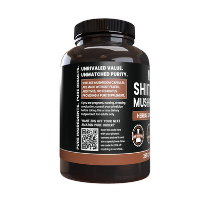 Shiitake Mushroom Capsules | Pure Original Ingredients, 365 Capsules, No Fillers, Lab Verified
