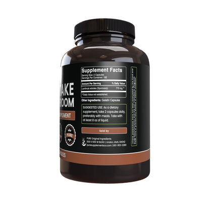 Shiitake Mushroom Capsules | Pure Original Ingredients, 365 Capsules, No Fillers, Lab Verified