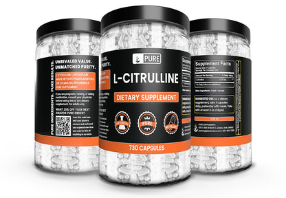 Pure Original Ingredients L-Citrulline No Magnesium Or Rice Fillers, Always Pure, Lab Verified (730 Capsule)