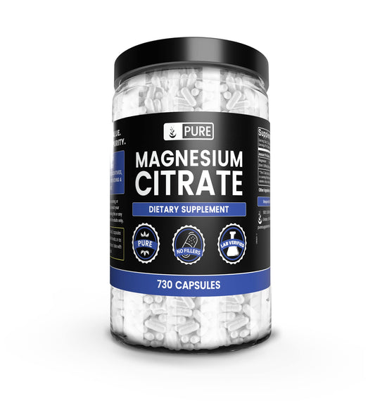 Pure Original Magnesium Citrate - 730 Capsules | No Magnesium or Rice Fillers, Always Pure, Lab Verified BritishVita | Premium UK Vitamins & Wellness Supplements
