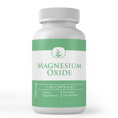 Pure Magnesium Oxide 100 Capsules | Always Pure, No Additives or Fillers | Lab Verified