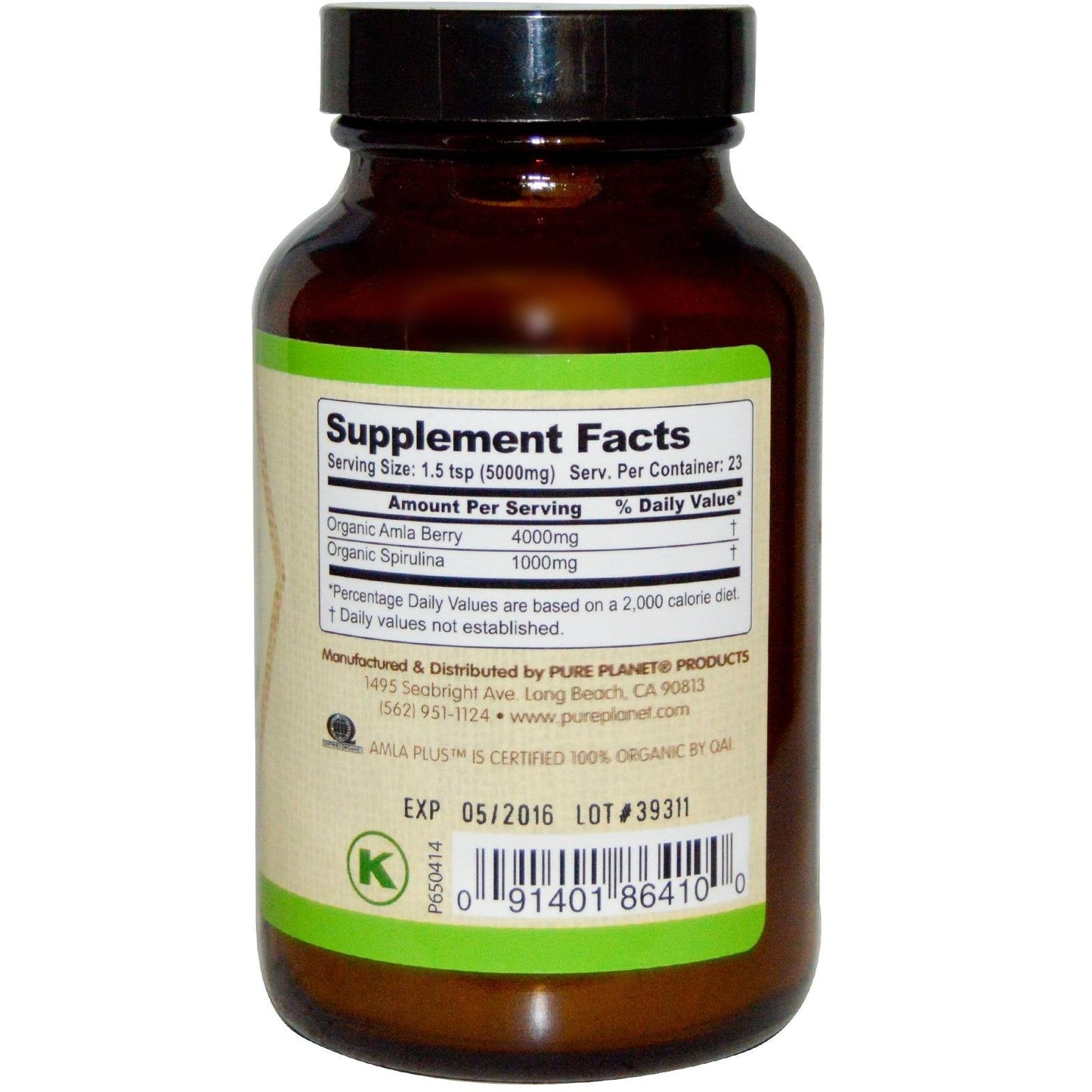 PURE PLANET Organic Amla-C Plus Powder 114 g - USDA Organic Vitamin C