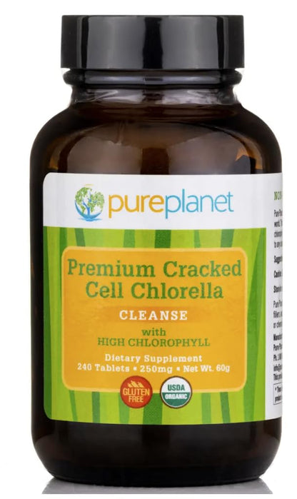 PURE PLANET Cracked Cell Chlorella Organic – 240 Tablets, 250mg