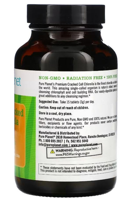 PURE PLANET Cracked Cell Chlorella Organic – 240 Tablets, 250mg
