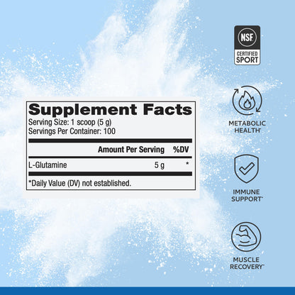 Pure Power L-Glutamine, Unflavored, 17.6 oz (500 g), 100 Servings (1 Jar), 5 g Per Serving, Non-GMO, NSF Certified for Sport, Dr. Mercola