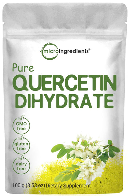 Pure Quercetin Dihydrate Powder – 500mg per Serving, 100g, Most Bioavailable, Filler-Free, Vegan & GMO-Free | Immune Support and Antioxidant