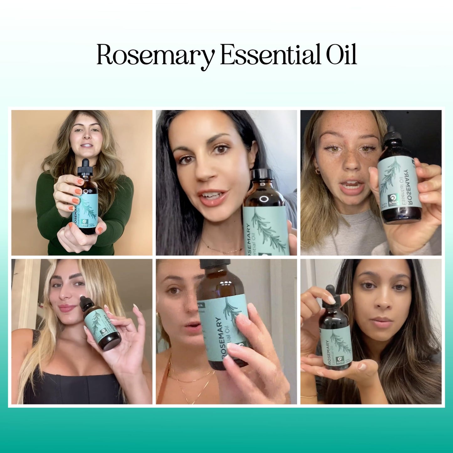Pure Rosemary Essential Oil with Dropper - Undiluted 4oz for Hair, Skin & Nails