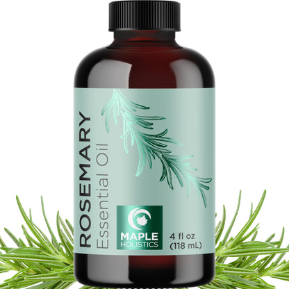 Pure Rosemary Essential Oil with Dropper - Undiluted 4oz for Hair, Skin & Nails