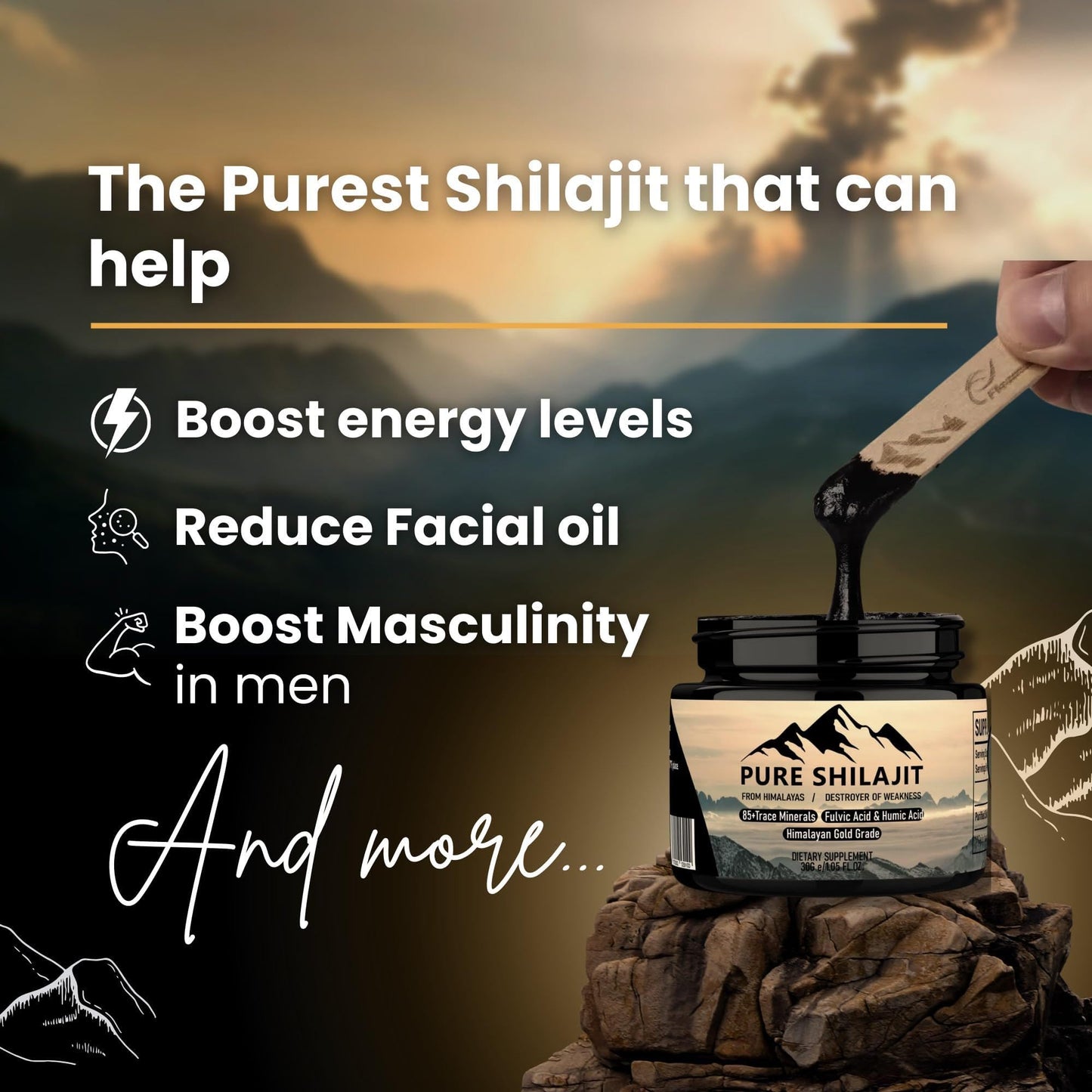 Pure Shilajit Himalayan Resin – Organic 85+ Minerals, Energy & Immunity (30g)