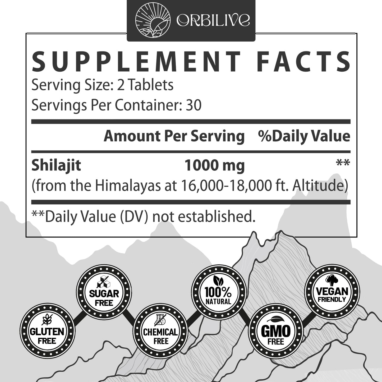 30,000 MG Shilajit Tablets – Pure Himalayan Shilajit, 85+ Minerals, Immune & Energy Support, 120 Count