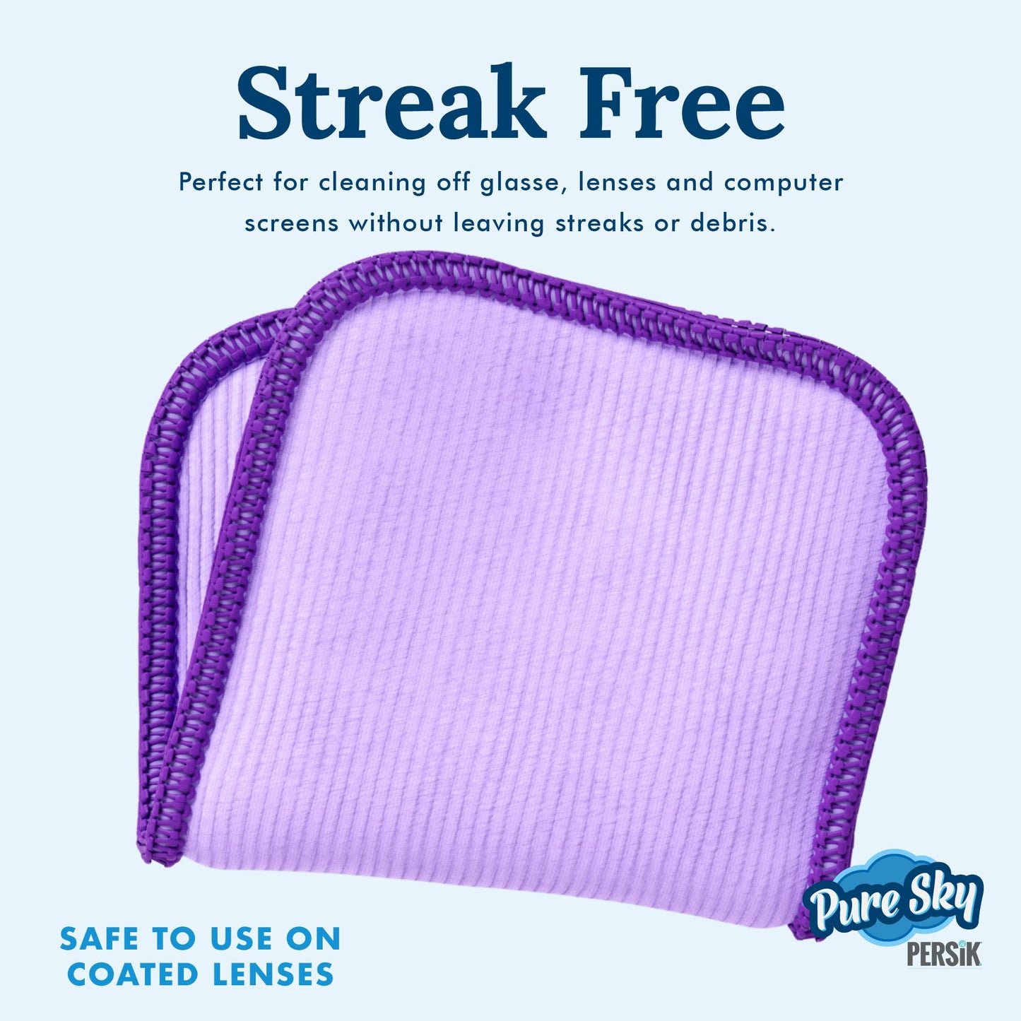 Pure-Sky Eyeglass Cleaner Cloth – 5 Pack, Streak-Free Ultra Microfiber Wipes