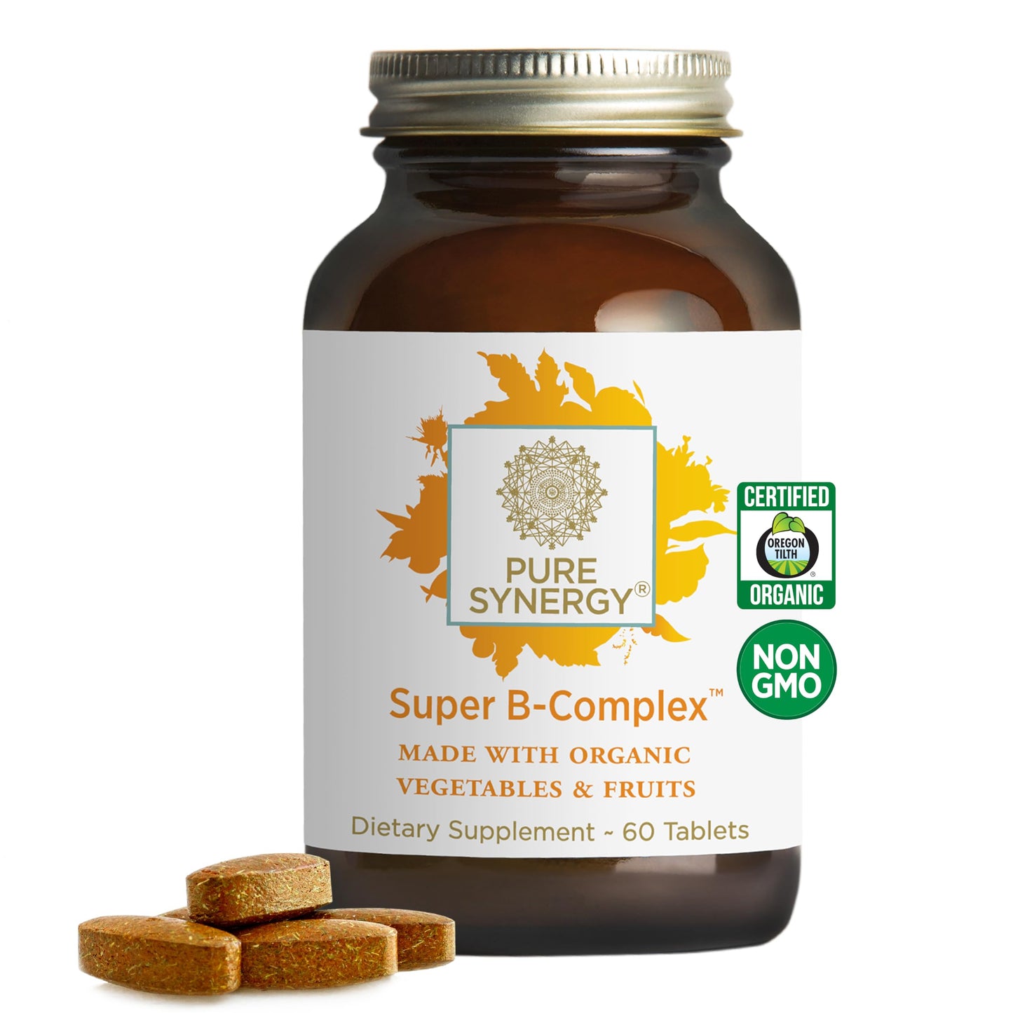 PURE SYNERGY Super B-Complex | Organic Vegan Vitamin B-Complex - 60 Tablets