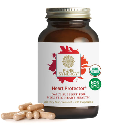 PURE SYNERGY Heart Protector | Organic Hawthorn Berry, Resveratrol & Nattokinase for Heart & Vascular Support | 60 Capsules