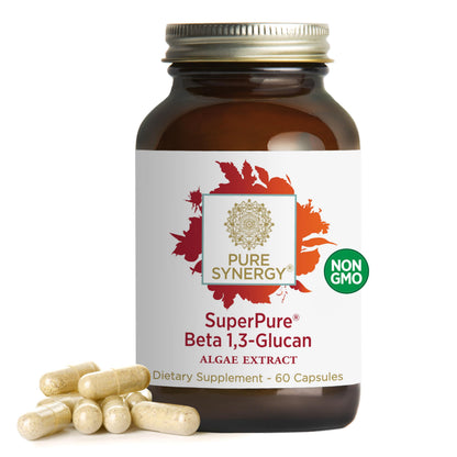 PURE SYNERGY SuperPure Beta 1,3-Glucan Extract – 500 mg, Algae-Based Immune & Digestive Support (60 Capsules)