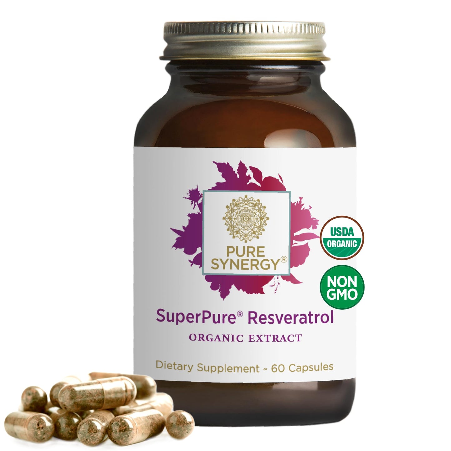 Pure Synergy SuperPure Resveratrol Extract | Organic Trans-Resveratrol with Grape Polyphenols - 60 Capsules