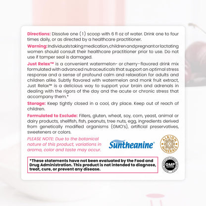 Pure Therapro Rx Just Relax Cherry - 60 Servings | Supports Relaxed Mood & Healthy Blood Pressure | Myo-inositol, Di-Magnesium Malate, GABA, Taurine, & L-Theanine