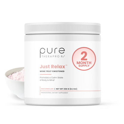 Pure Therapro Rx Just Relax - Watermelon 60 Servings | Supports Relaxed Mood, Healthy Blood Pressure, Emotional Wellness | Myo-inositol; Di-Magnesium Malate, GABA, Taurine, & L-Theanine