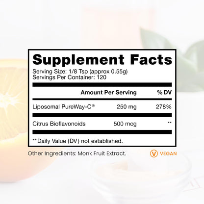 Pure TheraPro Rx Liposomal Vitamin C Powder – Patented PureWay-C, Vegan, Non-GMO, Made in USA (66g, 120 Servings)