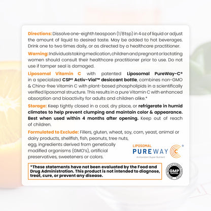 Pure TheraPro Rx Liposomal Vitamin C Powder – Patented PureWay-C, Vegan, Non-GMO, Made in USA (66g, 120 Servings)