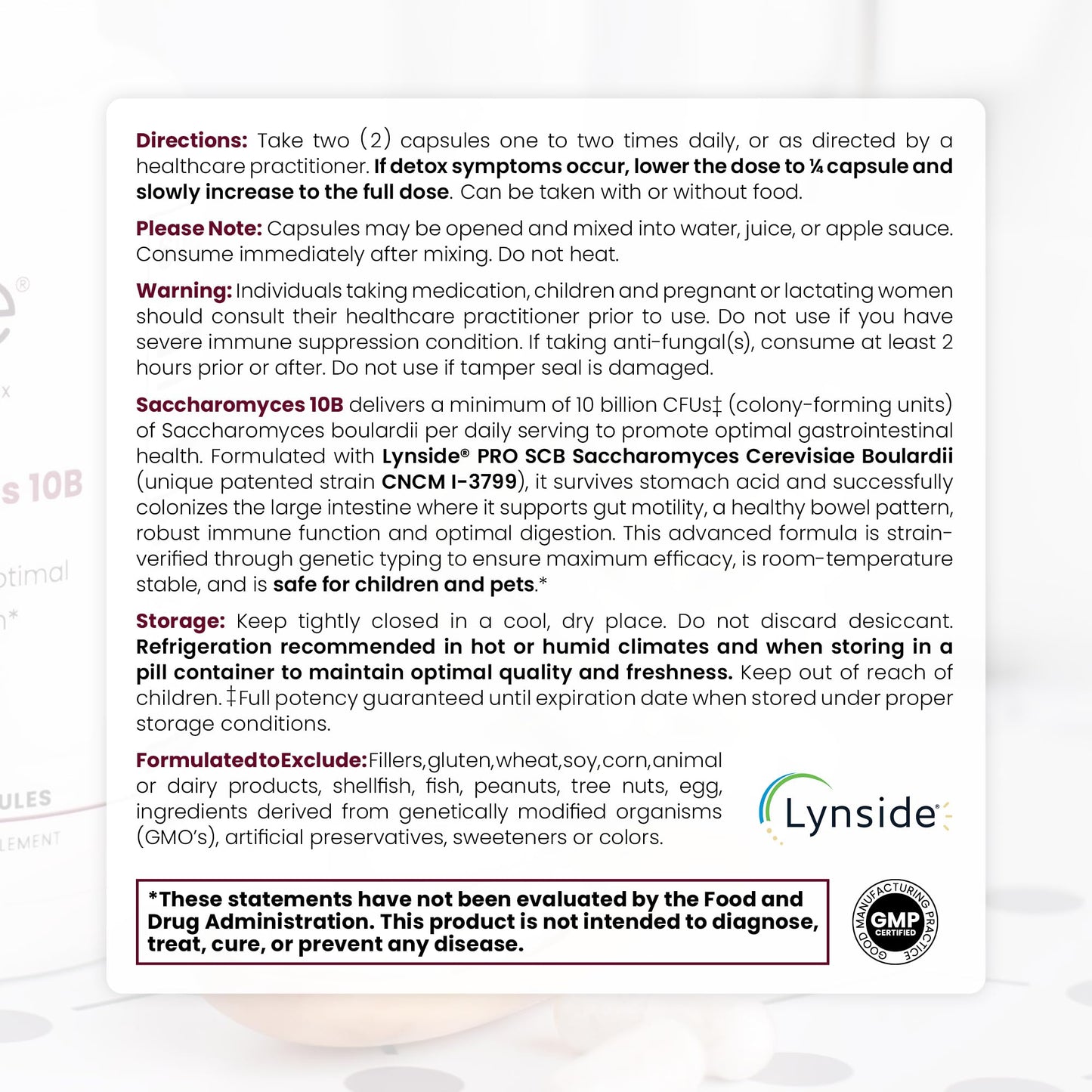 Saccharomyces Boulardii Probiotics 10 Billion CFU Made in USA | No Fillers Patented Strain: Lynside CNCM I-3799 Probiotics for Men and Women | Pure TheraPro Rx, Pharma Grade 120 Count