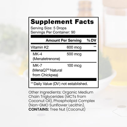 Pure TheraPro Rx Ultimate K2 Liposomal Drops – 90 Servings, 600mcg MK4 & MK7, 10ml