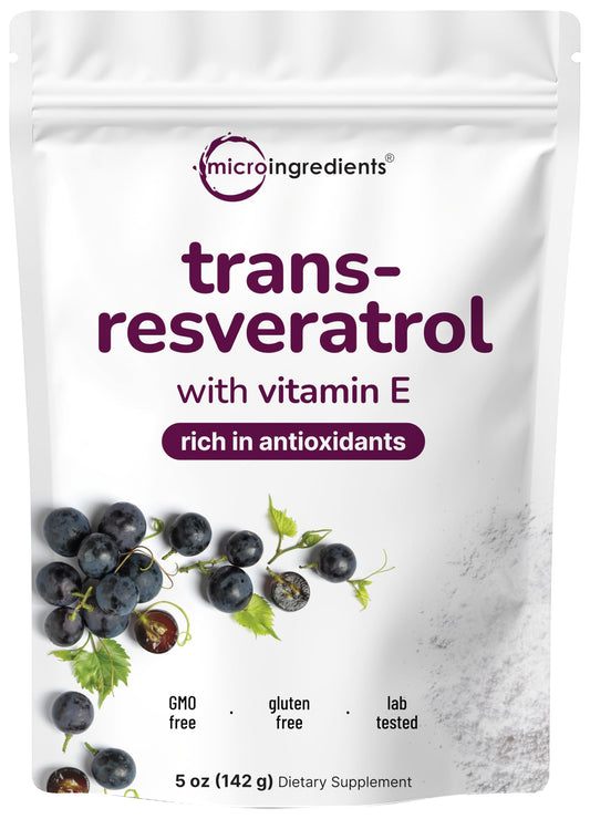 Pure Trans-Resveratrol Powder with Vitamin E – 5 oz, 2-in-1 Micronized Formula BritishVita | Premium UK Vitamins & Wellness Supplements