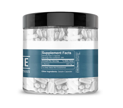Earthborn Elements L-Alanine 200 Capsules – Pure, Undiluted, No Additives