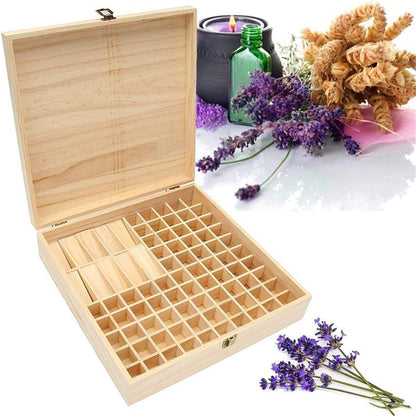 Pure Vie Wooden Essential Oil Storage Box – 85 Bottles (5–20ml) | Aromatherapy Organizer