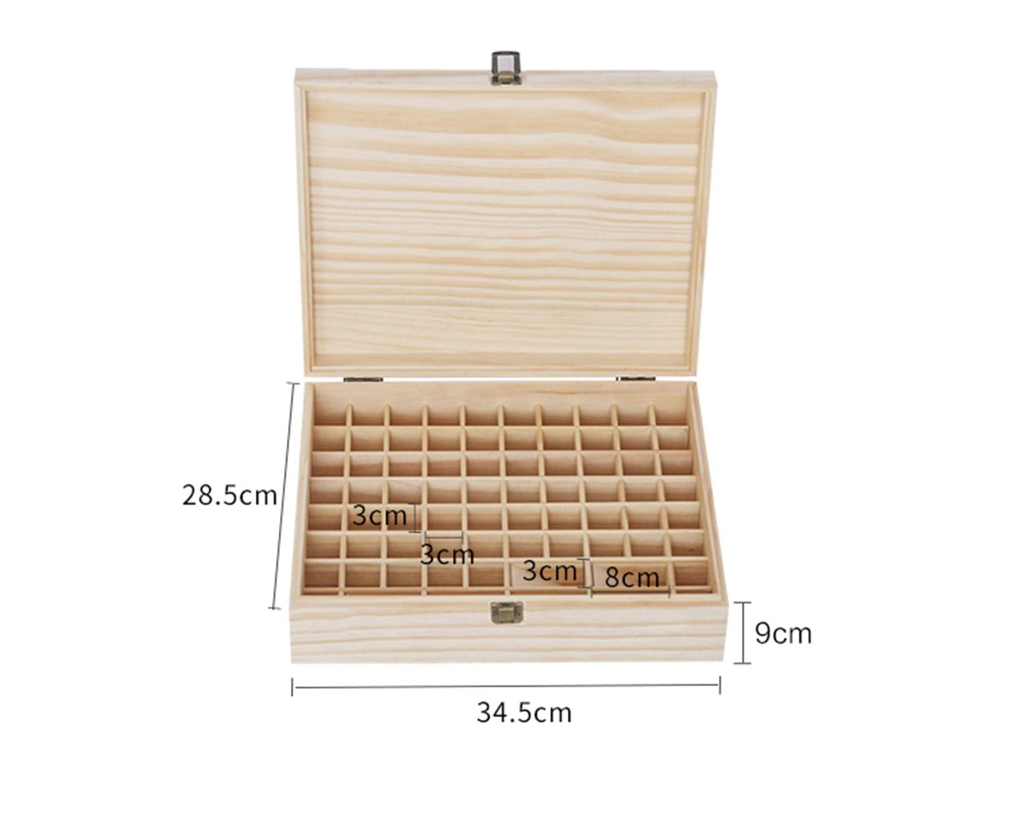 Pure Vie Wooden Essential Oil Box – 74 Bottle Capacity (5–20ml)