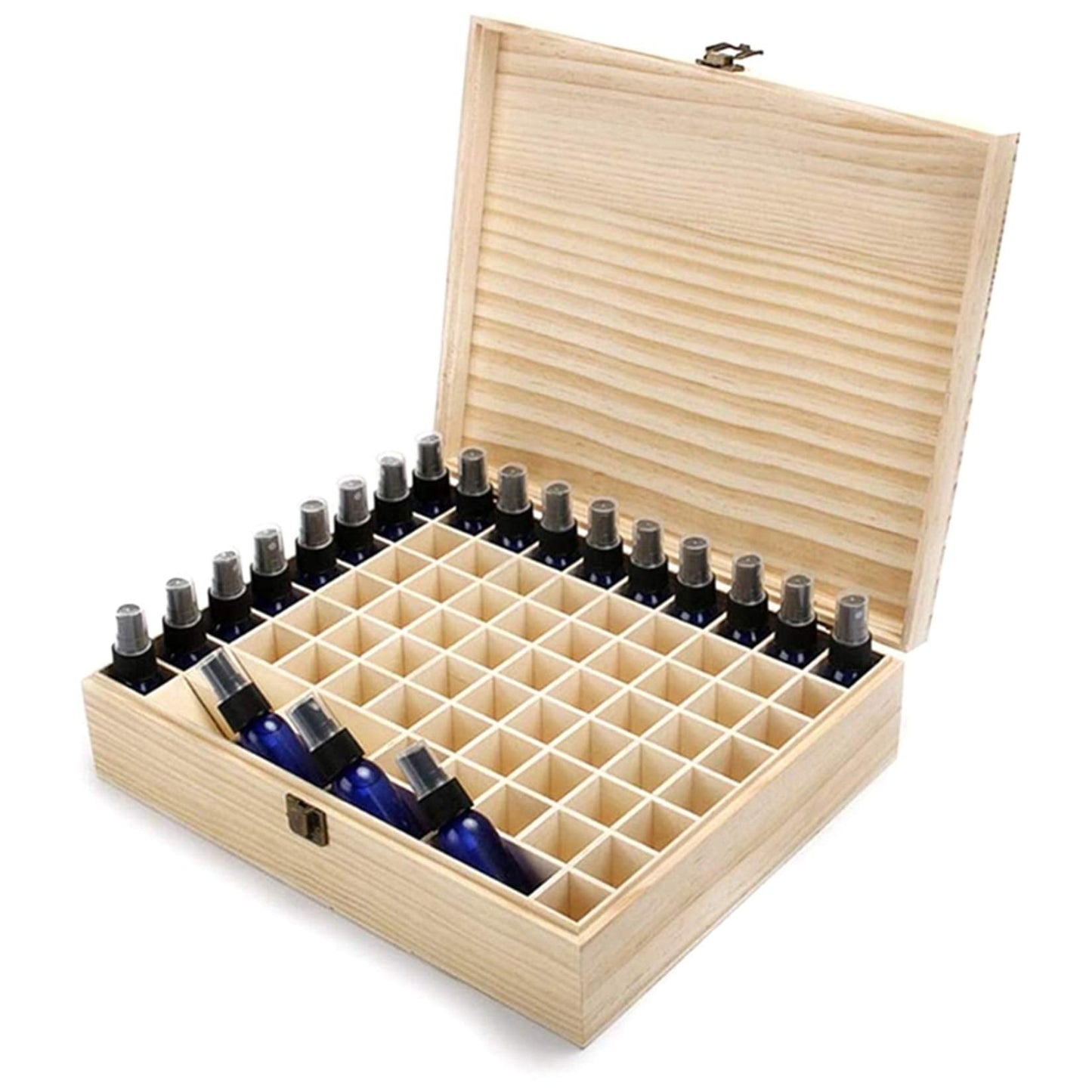 Pure Vie Wooden Essential Oil Box – 74 Bottle Capacity (5–20ml)