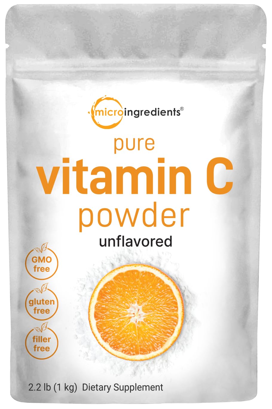 Pure Vitamin C Crystal Powder – Water-Soluble Vitamin C 1000mg per Serving | 1 KG (2.2 lb) Immune Support & Antioxidant