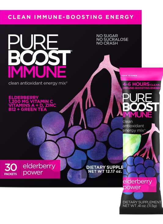 Pureboost Immune Clean Energy Booster - Elderberry Power, Vitamin C 1200 mg BritishVita | Premium UK Vitamins & Wellness Supplements
