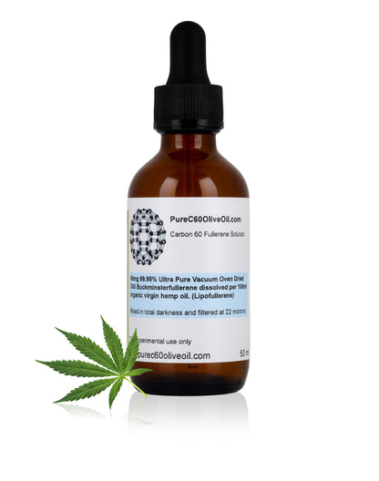 PureC60 Organic Hemp Seed Oil with Buckminsterfullerene C60 – 50ml, 99.95% Pure, Solvent Free – Made in USA