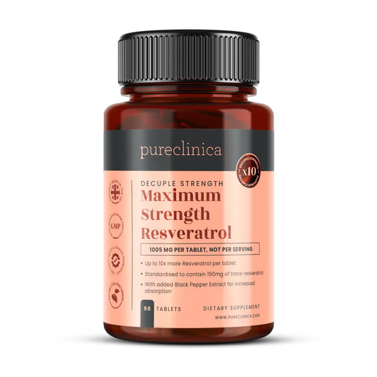 Pureclinica 1000mg Resveratrol – 90 Tablets (3 Months) | High Absorption BritishVita | Premium UK Vitamins & Wellness Supplements