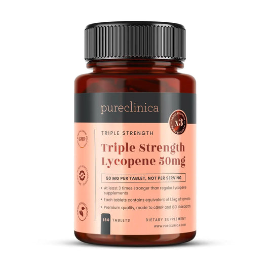 PureClinica Lycopene 50mg 180 Tablets | 6-Month Supply | 3x Strength BritishVita | Premium UK Vitamins & Wellness Supplements