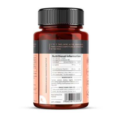 PureClinica Lycopene 50mg 180 Tablets | 6-Month Supply | 3x Strength