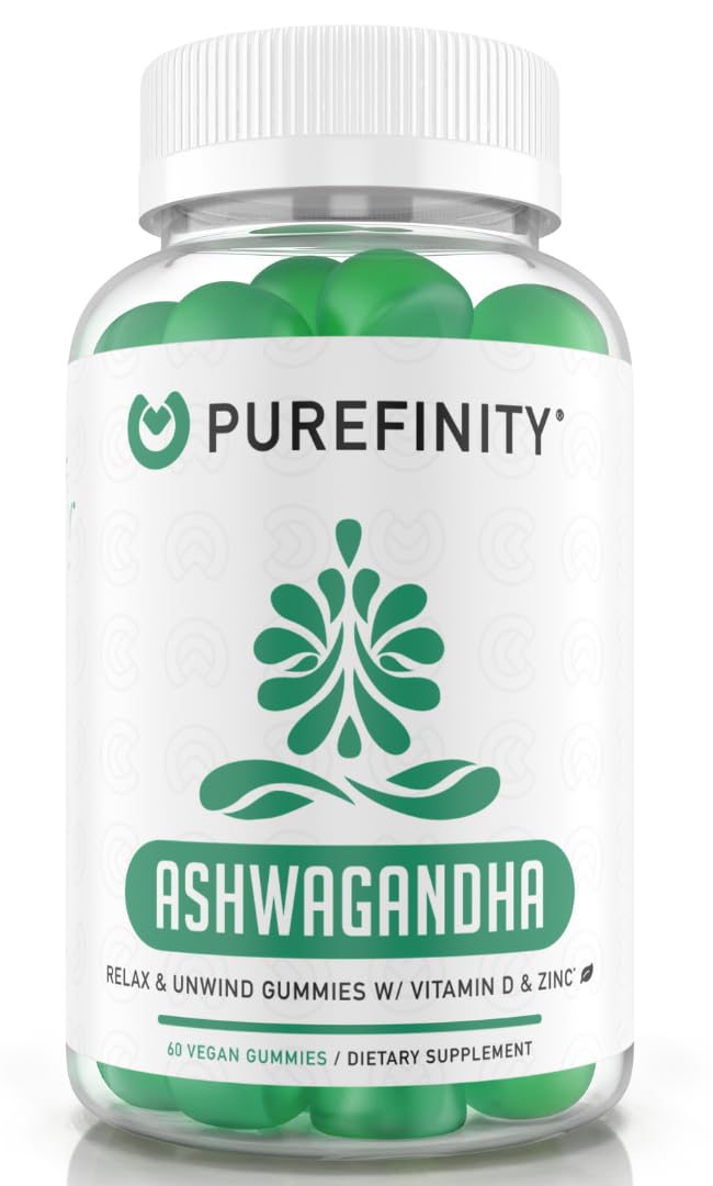 PUREFINITY Ashwagandha Gummies with Vitamin D & Zinc | Relaxation & Mood Support | 60ct