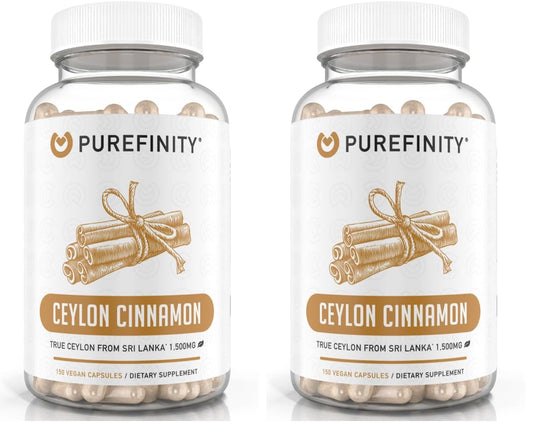 PUREFINITY Ceylon Cinnamon Capsules – 1500mg, Vegan, Non-GMO, 150 Count (75 Day Supply) Pack of 2