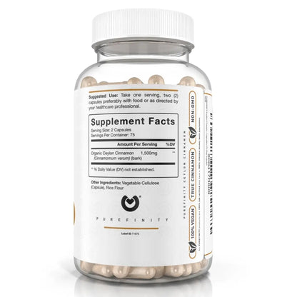 PUREFINITY Ceylon Cinnamon Capsules – 1500mg, Vegan, Non-GMO, 150 Count (75 Day Supply) Pack of 2 BritishVita | Premium UK Vitamins & Wellness Supplements