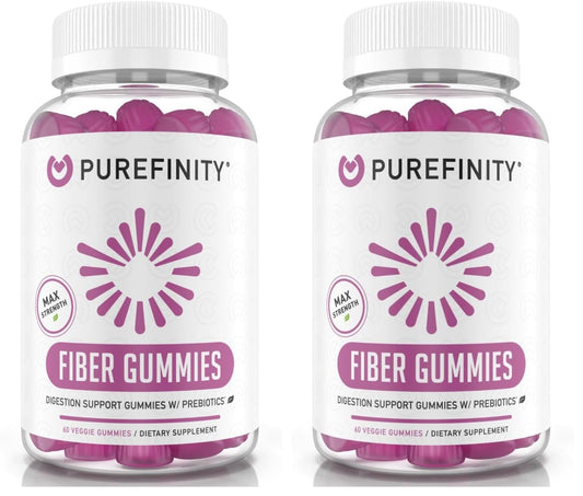 PUREFINITY Fiber Gummies – Inulin FOS Prebiotic, Sugar Free, Vegan, Non-GMO (60 Count x 2) BritishVita | Premium UK Vitamins & Wellness Supplements
