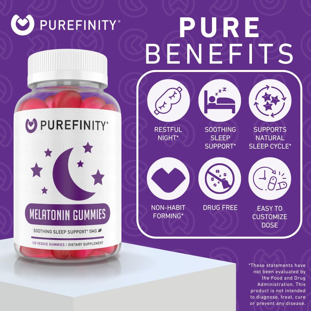 PUREFINITY Melatonin Gummies for Kids – 5 mg per Serving, 120 Count
