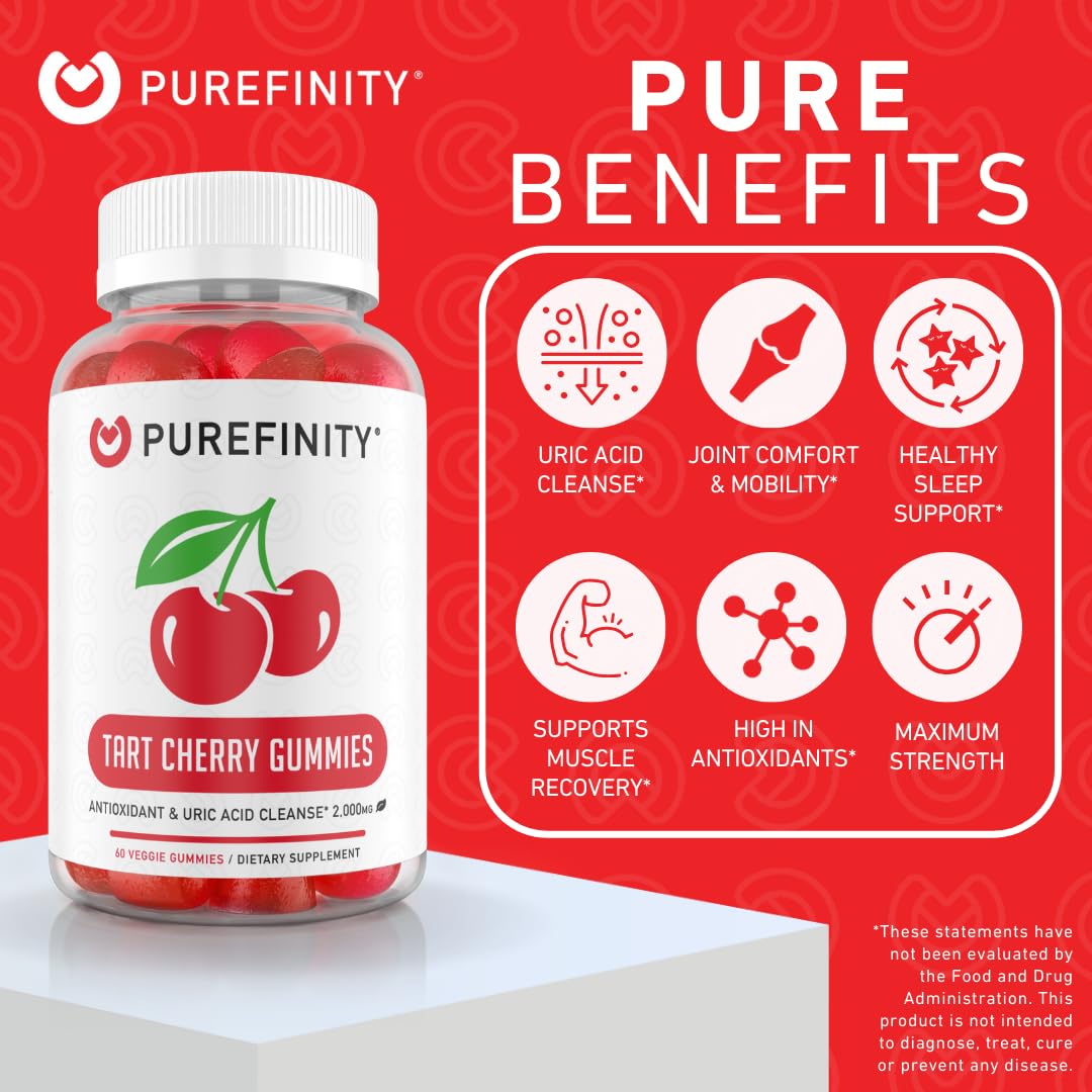 PUREFINITY Tart Cherry Gummies – Uric Acid Flush & Joint Relief (60 Count)